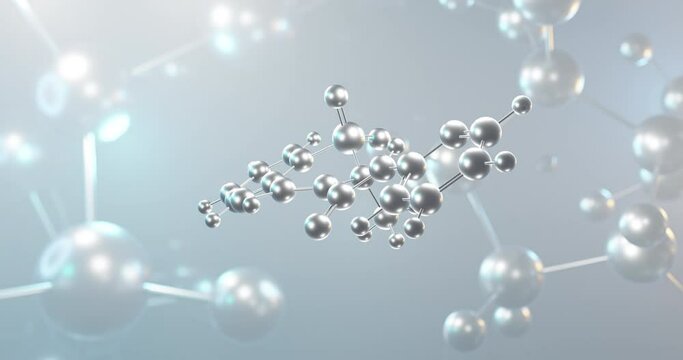 Piroxicam rotating 3d molecule, molecular structure of oxicam, seamless video