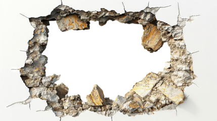 Hole breaking through wooden wall, cut out