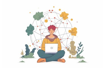 Group of people engaged in a collaborative digital environment with Wi Fi connectivity, emphasizing teamwork and digital interaction