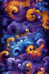 Night Sky Painting With Clouds and Stars