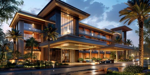 Tropical Oasis: Palm Trees and Pools at a Luxury Resort
