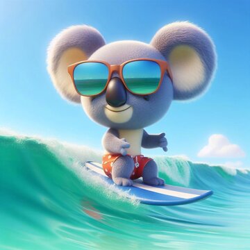 Koala auf einem Surfbrett