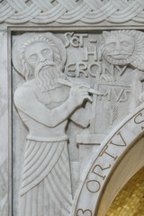 Saint Jerome, relief on the main altar in Saint Blaise church in Zagreb, Croatia