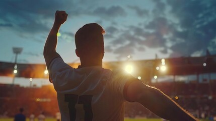 hispanic soccer player scores winning goal stadium crowd cheers dramatic action shot