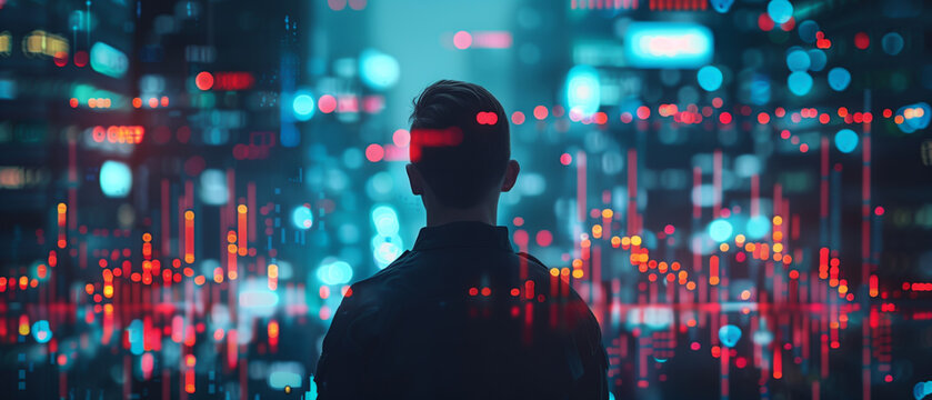 Analyzing Financial Data in Futuristic Cityscape