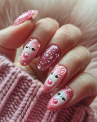 Closeup view of a beautiful female hands with nail paint