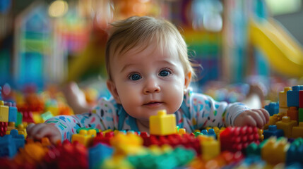 cute baby playing with toy on the floor at home