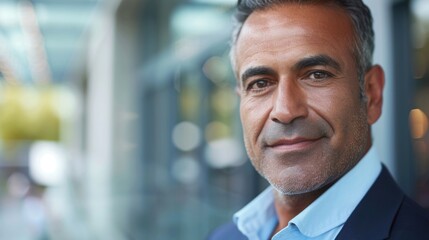 Fototapeta premium Close up portrait of confident mature leader in office setting.