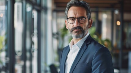 Fototapeta premium Confident mid adult businessman in modern office.