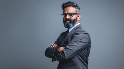 Fototapeta premium Confident Indian businessman in professional attire and pose.