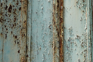 Volets en métal rouillés avec la peinture verte écaillée