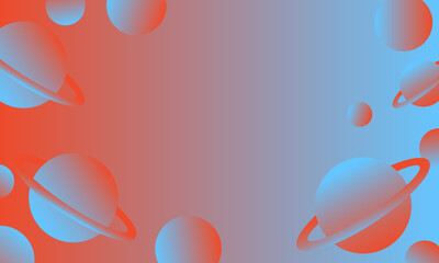 abstract background with planets and space in blue and orange colors Vector