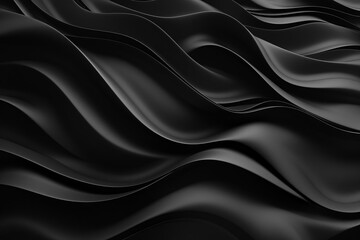 Abstract black waves, smooth and flowing lines creating a modern, sophisticated, and sleek aesthetic background.