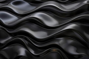 Obraz premium Abstract black wave texture background featuring smooth and glossy undulating shapes for modern and artistic designs and illustration.