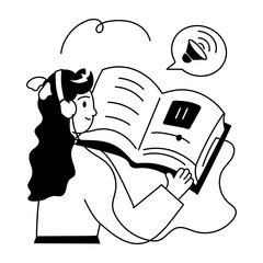 Check out doodle mini illustration of listening book 