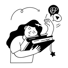 Premium doodle mini illustration of a bibliophile 