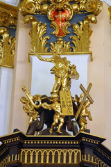 Saint John the Baptist, statue on the pulpit in parish church Assumption of the Virgin Mary in...