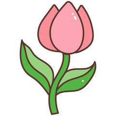 cute pink tulip cartoon doodle