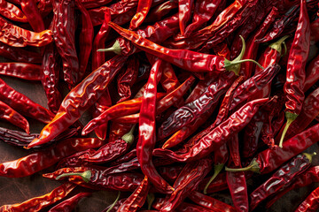 A bunch of red peppers are shown in a close up - Powered by Adobe