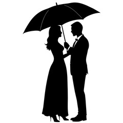 a high-resolution vector illustration of a realistic beautiful couple in black silhouette isolated on a white background