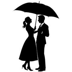 a high-resolution vector illustration of a realistic beautiful couple in black silhouette isolated on a white background