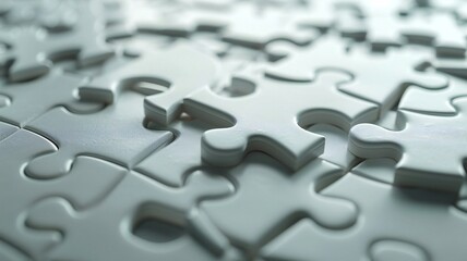 Close-Up of White Puzzle Pieces Symbolizing Complexity and Solutions