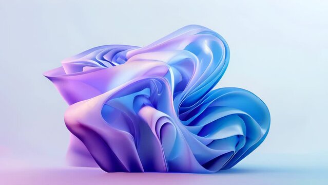A blue and purple object with a lot of folds. It looks like a piece of fabric or a piece of paper