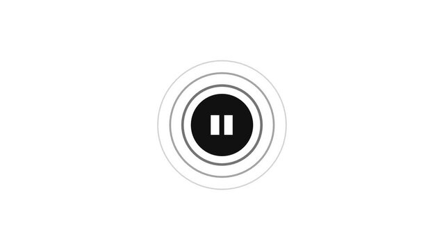 White icon of pause button on a black background. digital player interface. Dynamic style footage for your project.