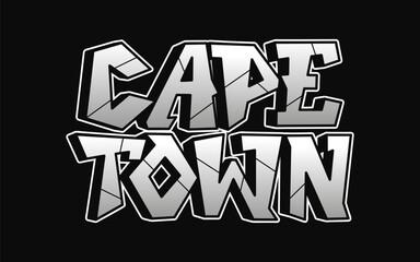 Cape Town - single word, letters graffiti style. Vector hand drawn logo. Funny cool trippy word Cape Town, fashion, graffiti style print t-shirt, poster concept