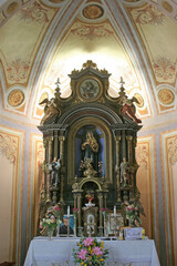 High altar in the parish Church of the Immaculate Heart of Mary in Ilova, Croatia