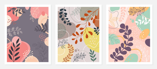 Design banner frame background .Colorful poster background vector illustration.Exotic plants, branches,art print for beauty, fashion and natural products,wellness, wedding and event.