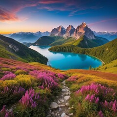 A stunning landscape photo showcasing the beauty of nature generated by AI