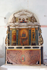 Virgin Mary with baby Jesus and Saints, altar in the Chapel of the Saint Lawrence of Rome in Zukovac, Croatia