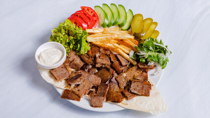 Beef portion doner kebab top view	
