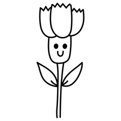  Dianthus cute cartoon doodle outline