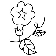  Morning Glory Flowers cute cartoon doodle outline