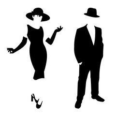 Toilet icons, male and female restroom wc. Elegant lady and gentleman restroom symbol. Stock vector