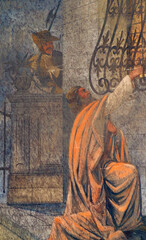 Naklejka premium Fresco in the Saint Nicholas Church in Bistra, Croatia