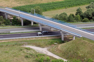 Aerial shot of highway A2 near Zagreb, Croatia
