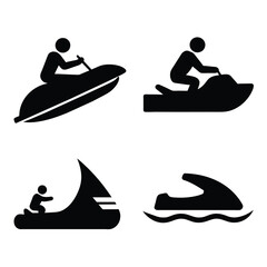 Set of Jet Ski vector icon black vector on white background