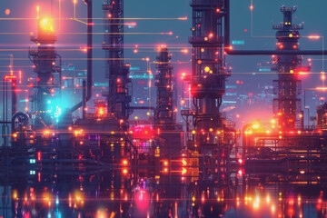 Fototapeta premium Industrial Revolution 4.0 through automatic information exchange in production technology.