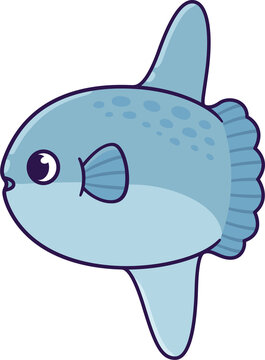 recommend clip art: Cute cartoon Sunfish drawing. Sun fish illustration in simple hand drawn style.