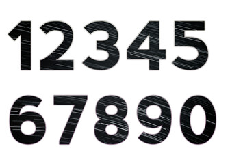 Set design number 0-9 with star trails texture on white background, set of number star trails texture.