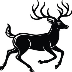 Deer silhouette illustration. Animal Linocut