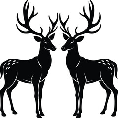 Deer silhouette illustration. Animal Linocut