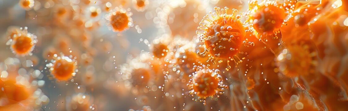 An illustration of a virus being researched. A dangerous virus in the human body