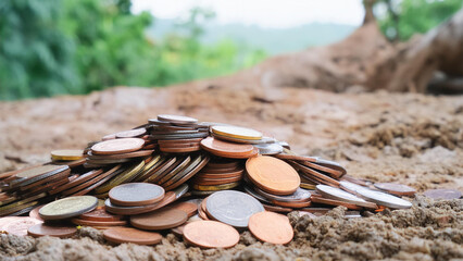 coins on the sand