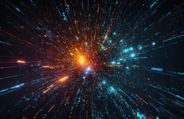 Ideal digital backdrop for various tech processes such as neural networks, artificial intelligence, data transfer, encryption, digital archives, sound and graphic presentations, science, education, an