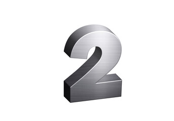 3d Steel Numbers, Alphabet Number Two made of stainless steel material, high-resolution image of 3d font, ready to use for graphic design purposes
