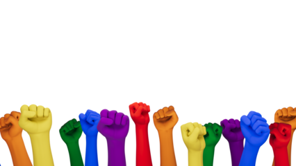 Rainbow Hands Lower Third On Alpha Channel for LGBT pride month. Perfect for video content, presentation and campaign, LGBTQ pride celebration.